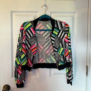 Neon cropped zip up jacket